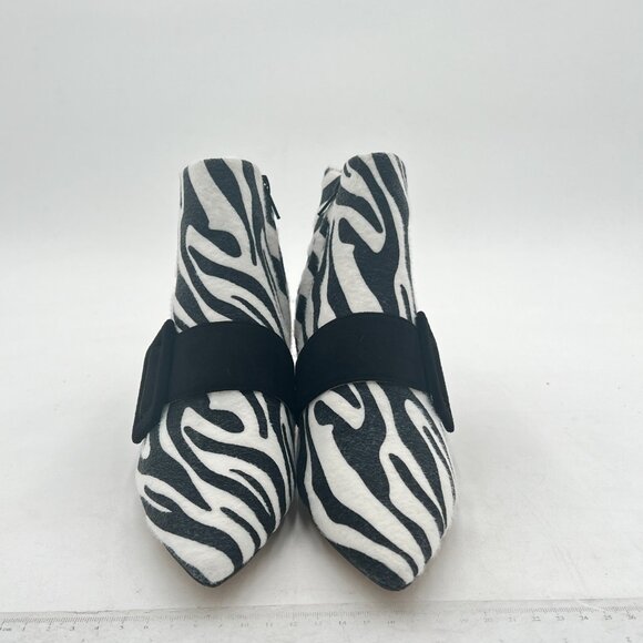 XYD Zebra Low Heel Ankle Boots Pointed Toe Side Zip Buckle Strap Event Shoes - Picture 3 of 8